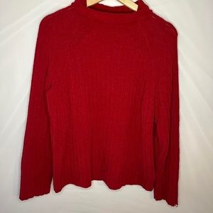 J.Jill Red Turtleneck Knit Sweater Long Sleeve Size Medium